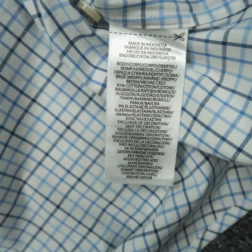Polo Ralph Lauren Shirt Men XL White Blue Plaid Classic Stretch‎ Button Up NWT